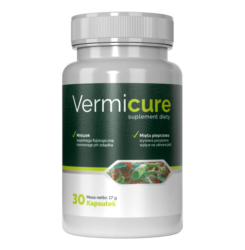 Vermicure — suplement diety, mniszek lekarski i mięta pieprzowa, 30 kapsułek